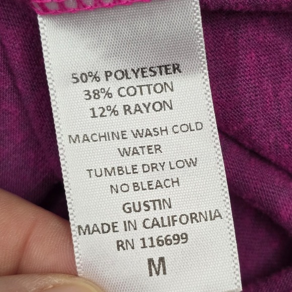 Gustin Shirt Mens Medium Purple‎ Short Sleeve Stretch Crew Pullover USA Made - Picture 3 of 6